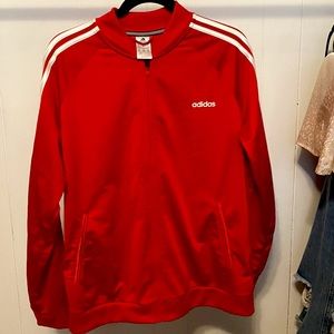 Unisex Red/White Adidas Zip-up jacket